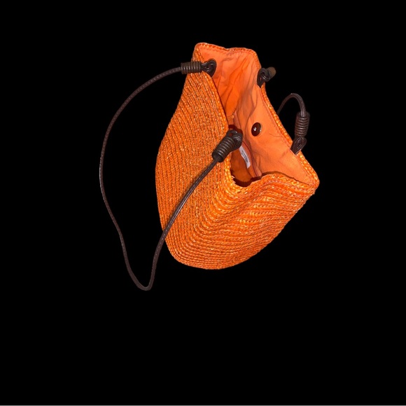 Wheat Straw Orange Bohemian Style Bucket Shoulder Bag - Picture 16 of 16